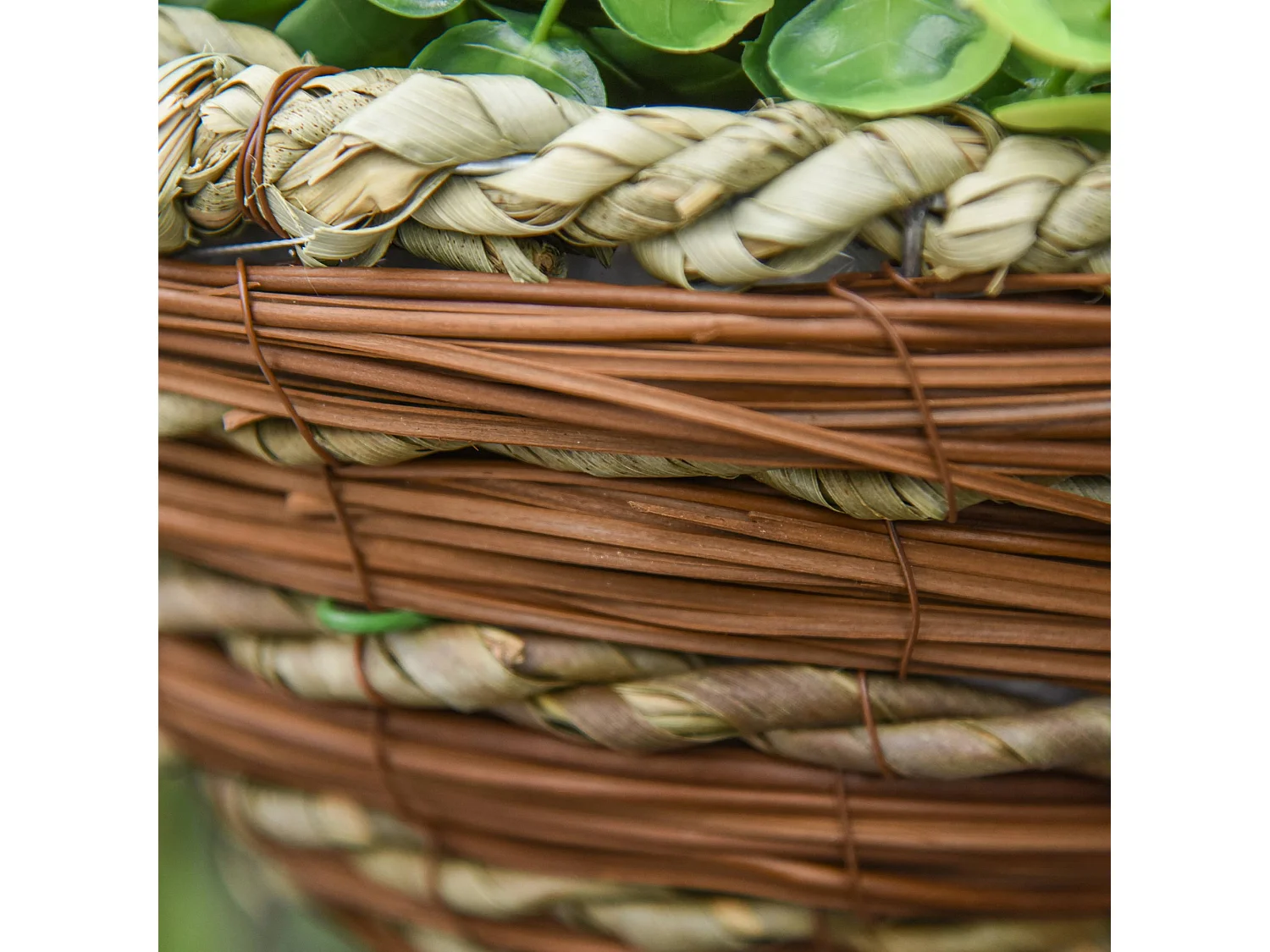 Set 2 piante finte lisianthus da appendere con vaso in vimini