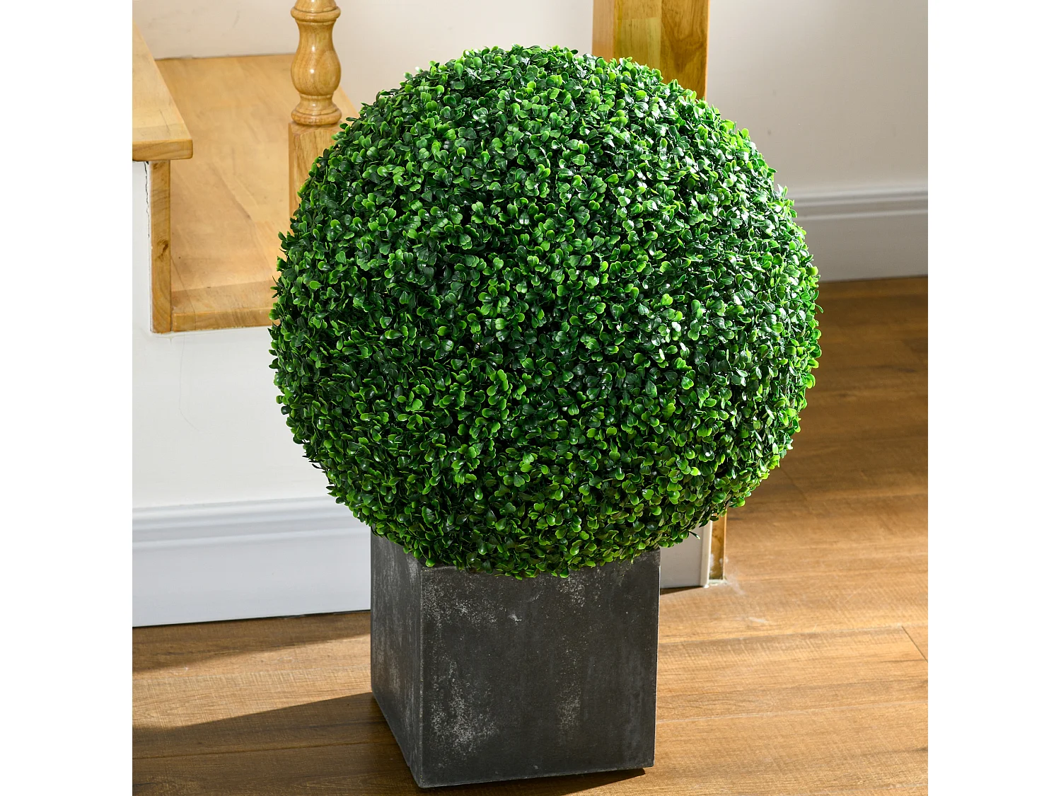 Set 2 piante finte sfere di bosso artificiale Ø50cm verde