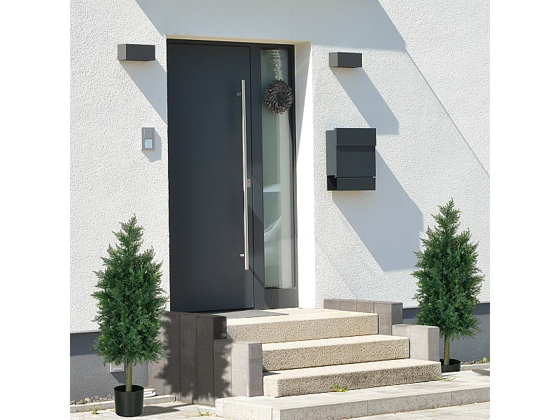 Set 2 piante finte di cedro con foglie in pe verde 38x12.5x90 cm