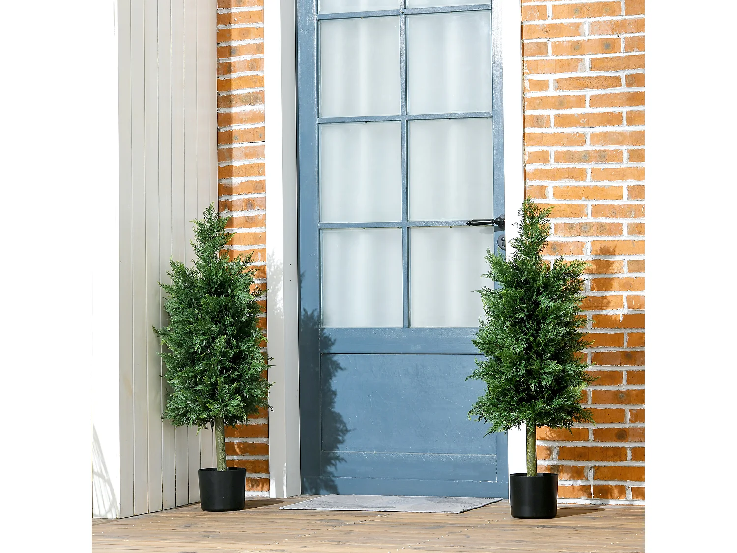 Set 2 piante finte di cedro con foglie in pe verde 38x12.5x90 cm