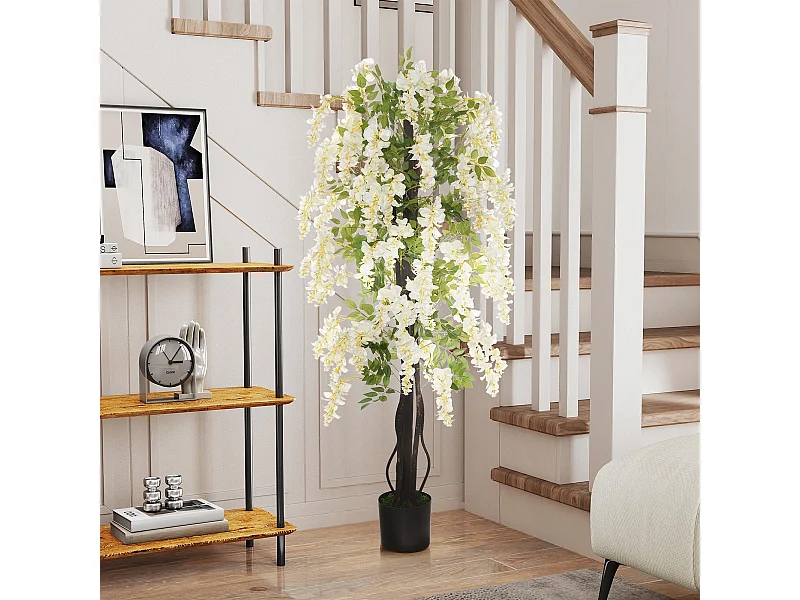 Pianta artificiale di glicine bianco da 165 cm per interni ed esterni