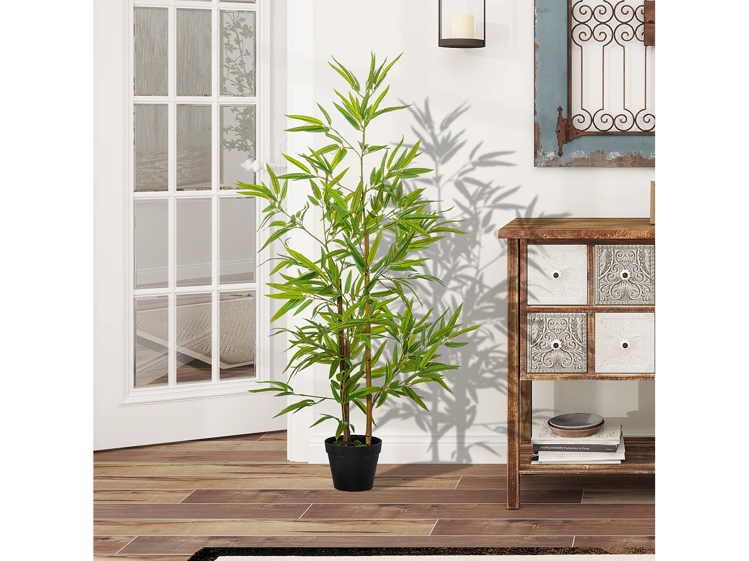 Bambù in vaso artificiale decorativa in pe verde