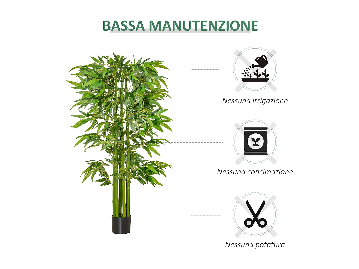 Pianta artificiale bambù alta 160cm per interno