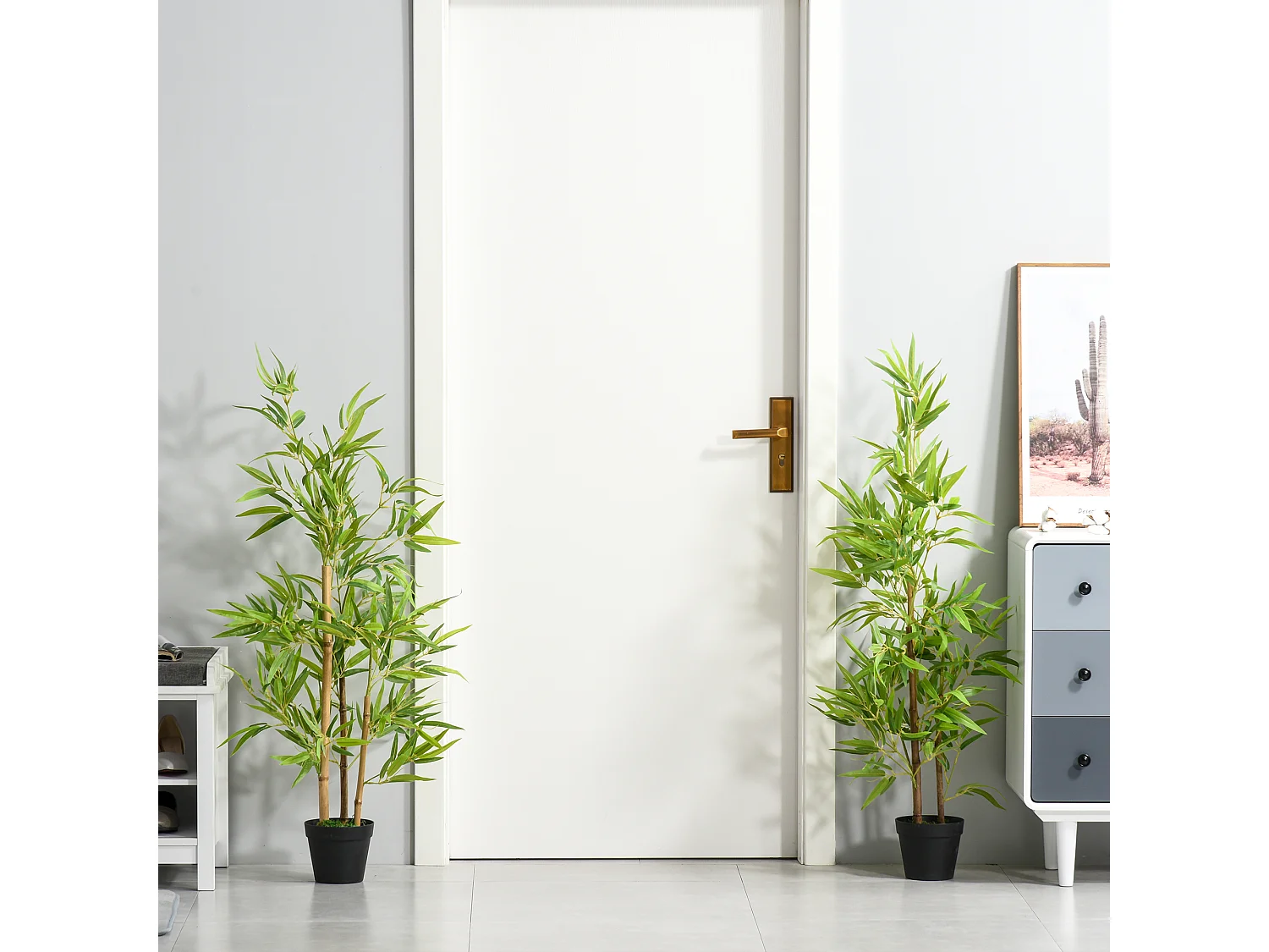 Set 2 piante bambù artificiali in vaso 120cm casa ed esterni