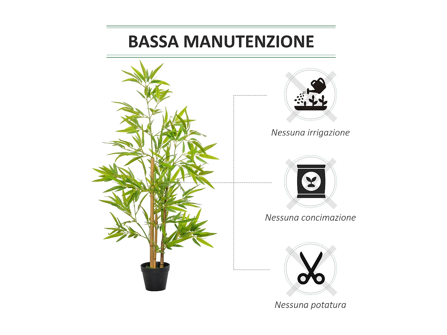 Set 2 piante bambù artificiali in vaso 120cm casa ed esterni