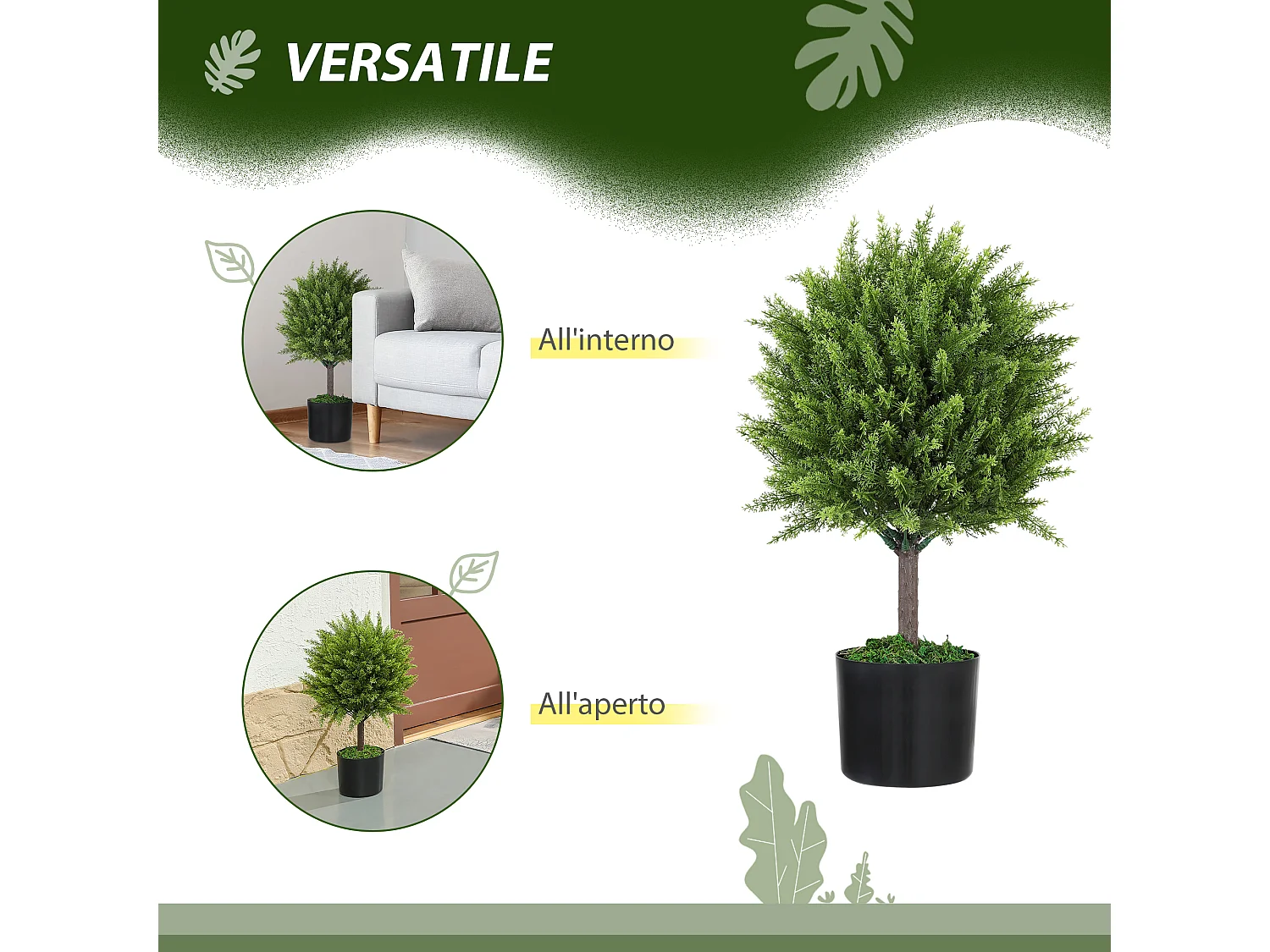 Pianta finta alberello di cedro con vaso incluso alta 55 cm