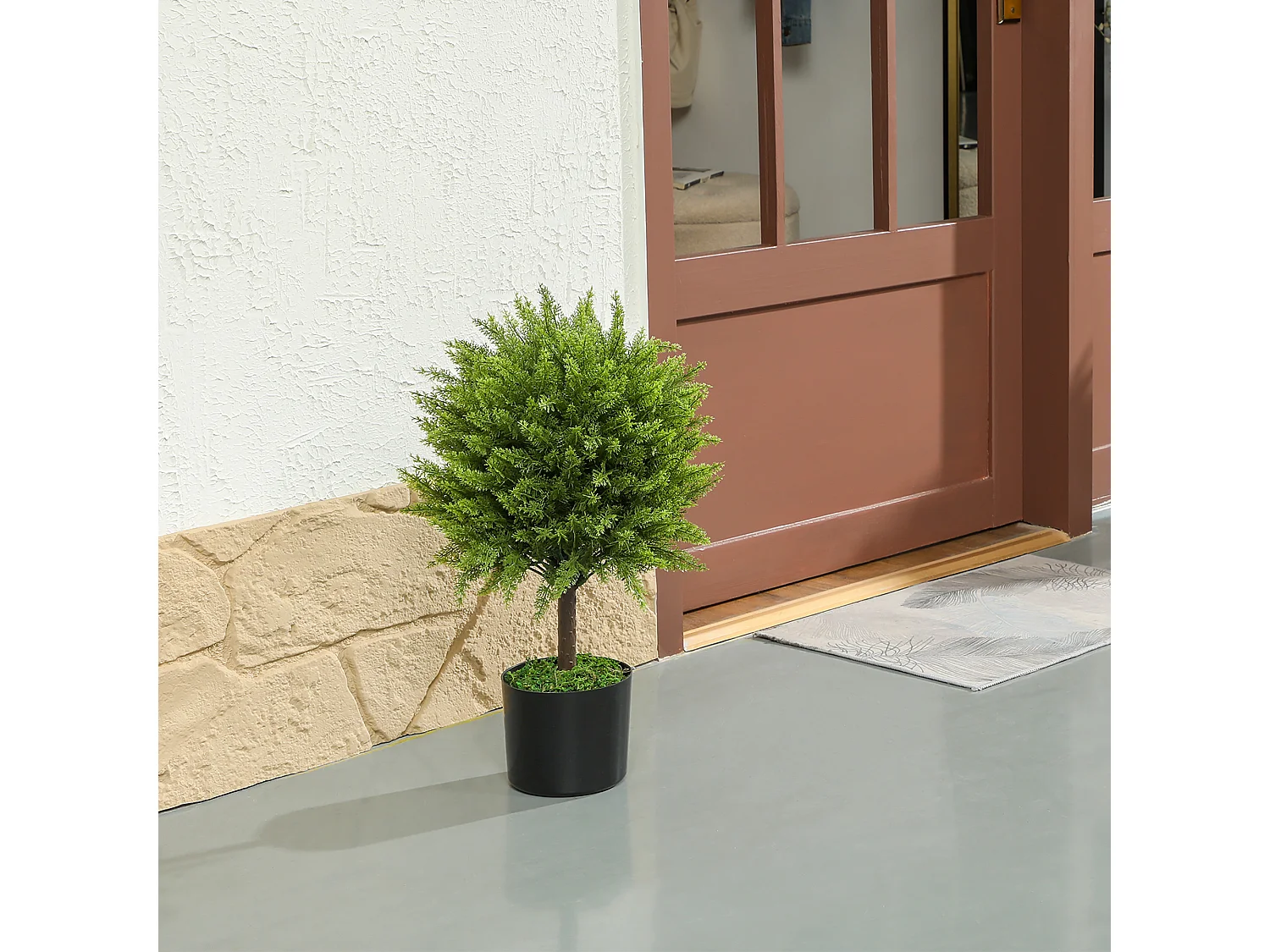 Pianta finta alberello di cedro con vaso incluso alta 55 cm