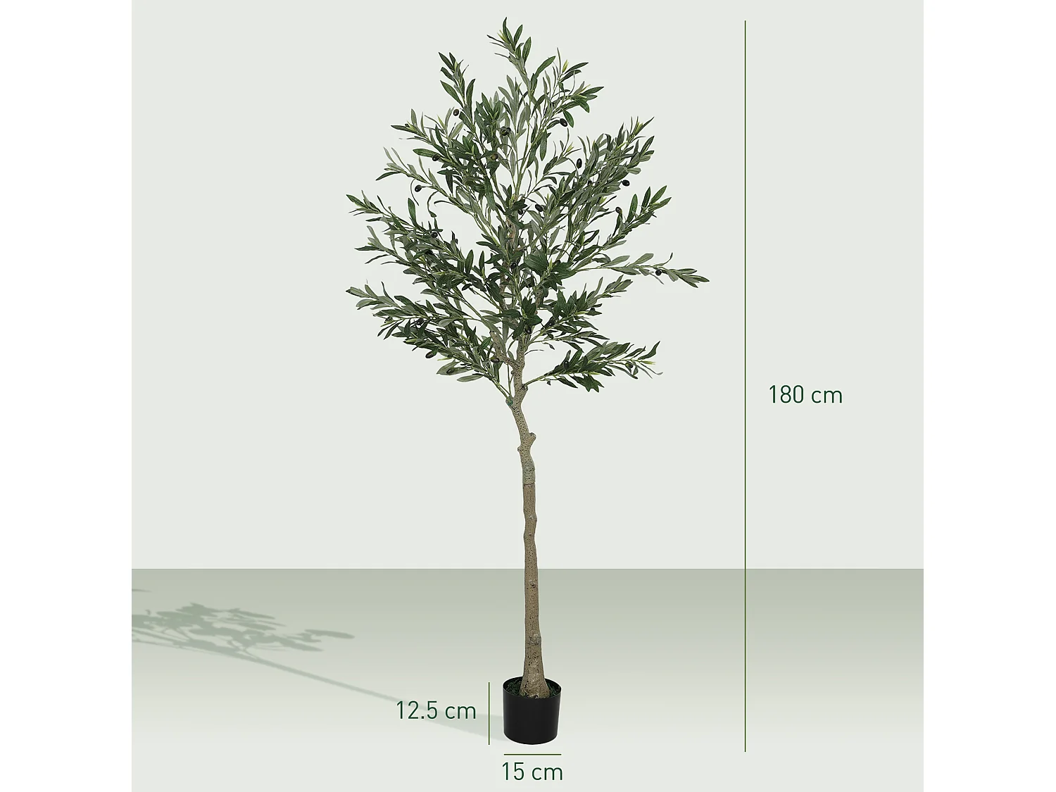 Pianta artificiale di olivo alta 180 cm con 900 foglie e 40 olive