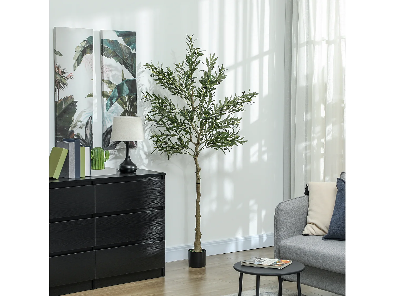 Pianta artificiale di olivo alta 180 cm con 900 foglie e 40 olive