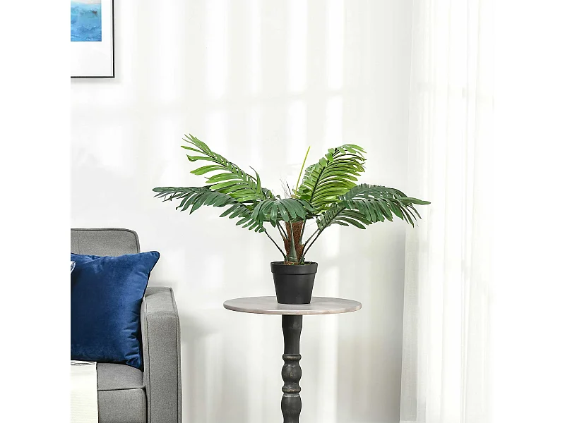 Palma in plastica decorativa con vaso in pe verde