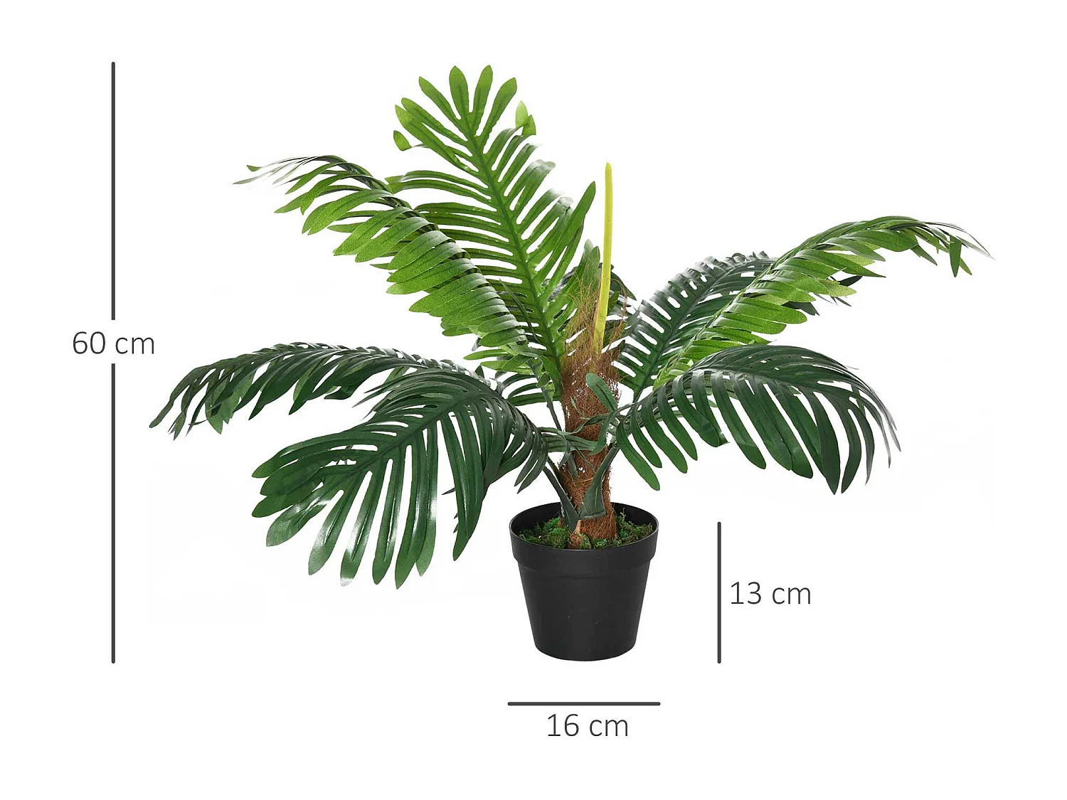 Palma in plastica decorativa con vaso in pe verde