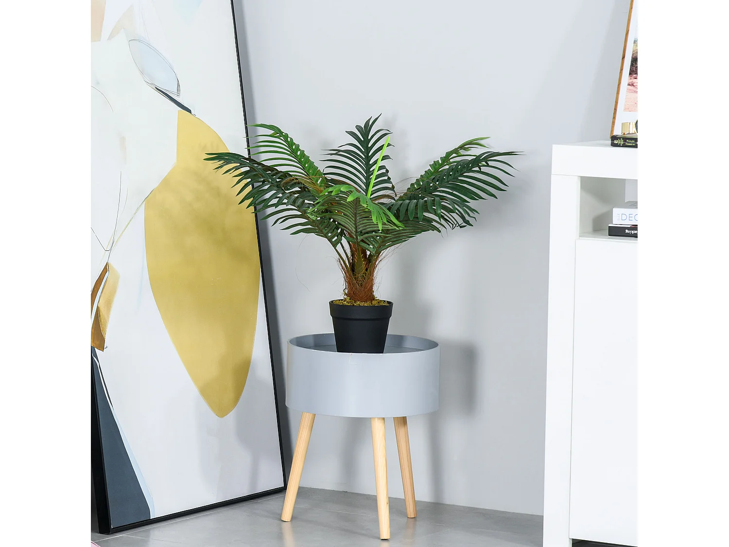 Palma in plastica decorativa con vaso in pe verde