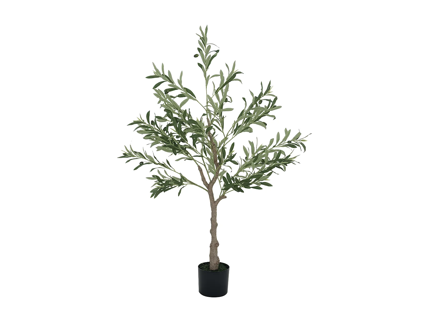 Pianta artificiale di olivo alta 120 cm con 450 foglie e 20 olive