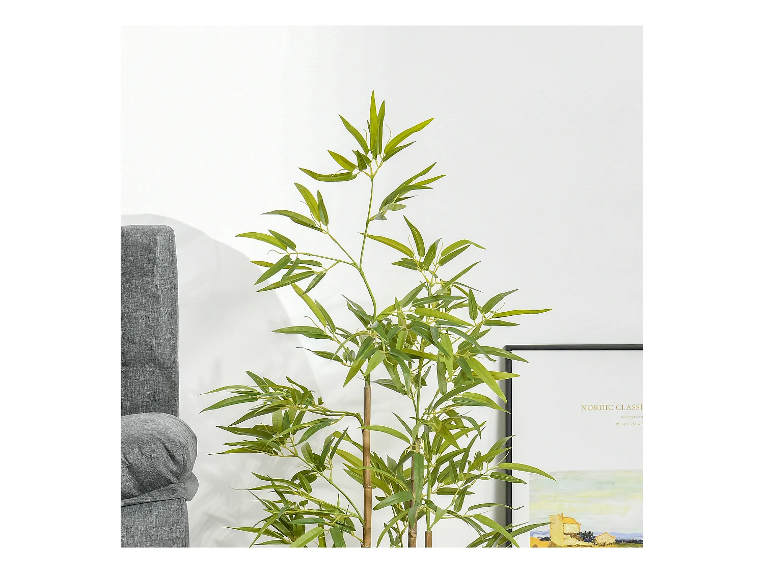 Pianta finta di bambù alta 120cm con vaso da interno ed esterno