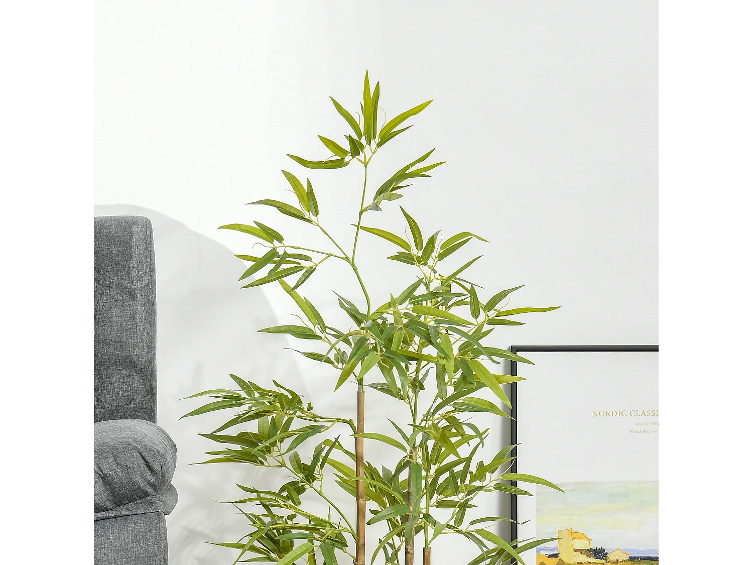 Pianta finta di bambù alta 120cm con vaso da interno ed esterno