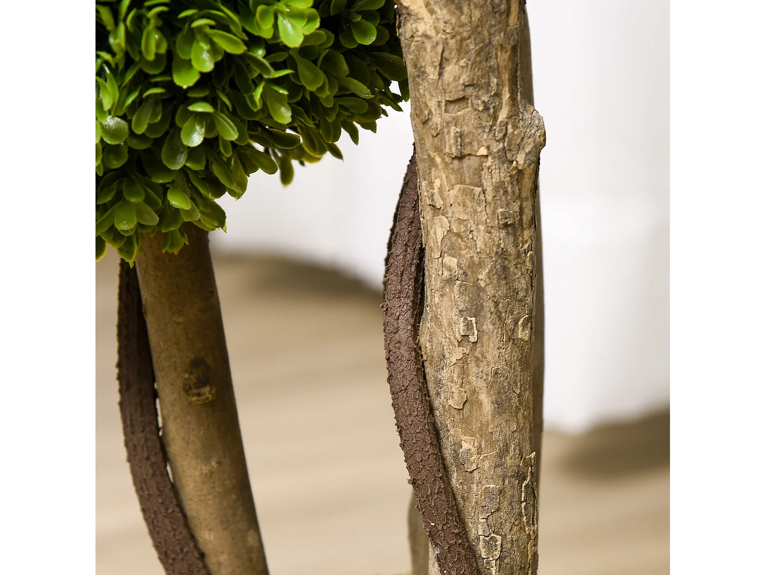 Pianta di bosso finta a 3 sfere con vaso incluso alta 90cm