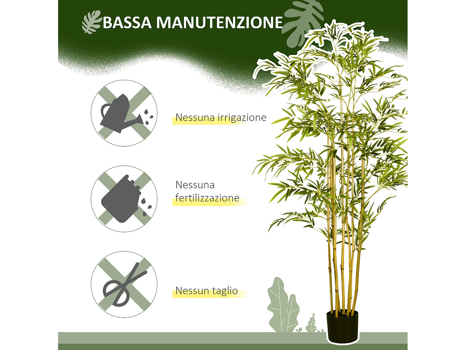 Bambù in vaso artificiale alto 150cm da interno ed esterno