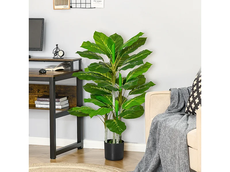 Pianta verde artificiale 95 cm da 33 foglie per interni ed esterni