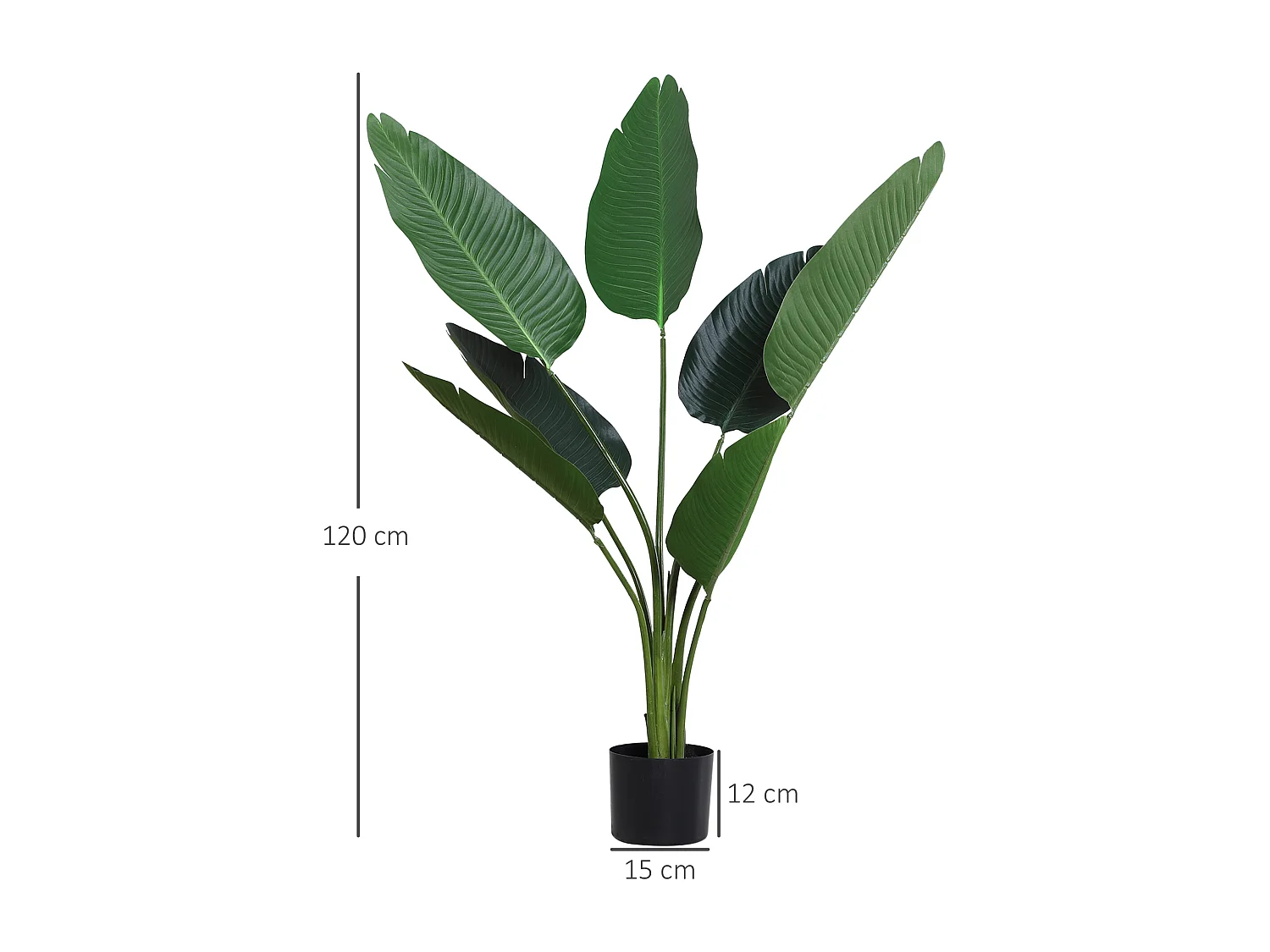 Pianta finta uccello del paradiso alta 120cm con vaso