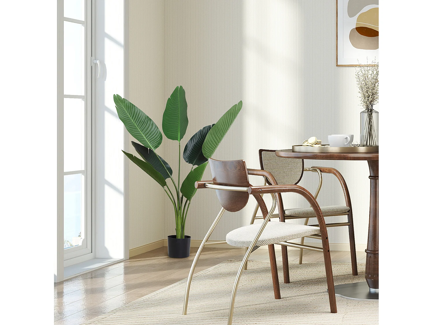 Pianta finta uccello del paradiso alta 120cm con vaso