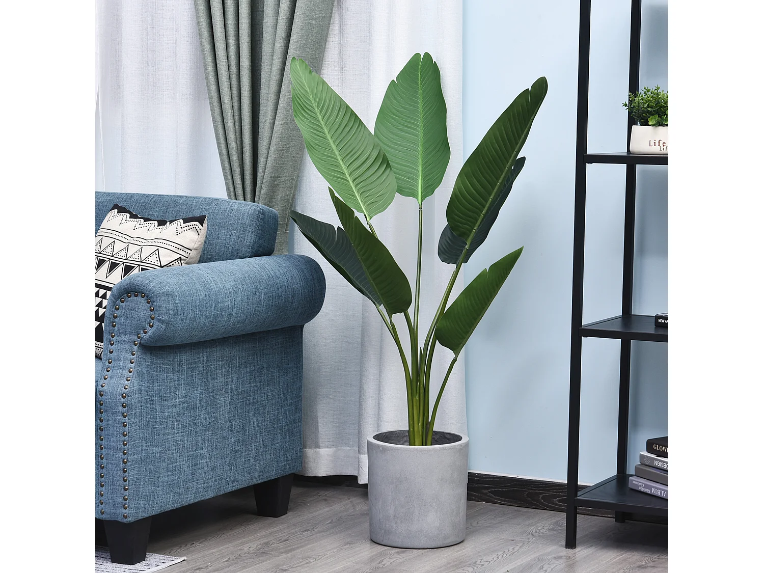 Pianta finta uccello del paradiso alta 120cm con vaso