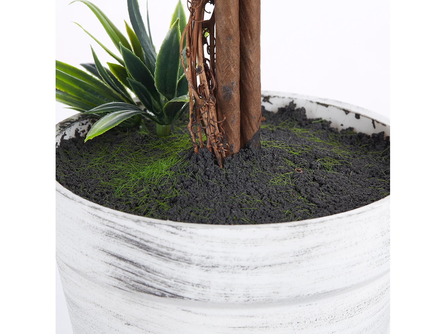 Set 2 piante artificiali verdi con fiori di lavanda e vaso Ø24x60 cm