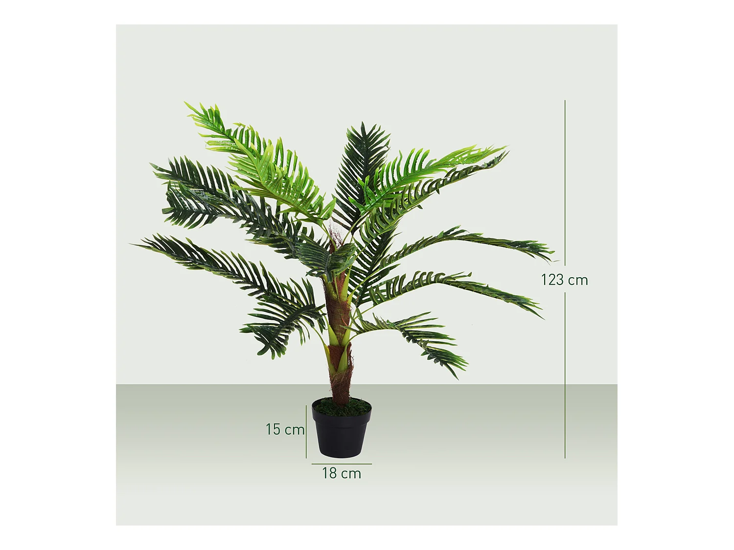 Pianta artificiale palma cycas alta 123cm con vaso incluso