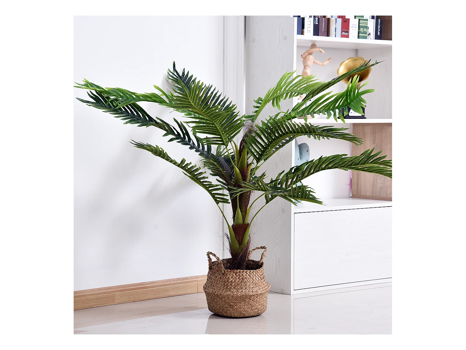Pianta artificiale palma cycas alta 123cm con vaso incluso
