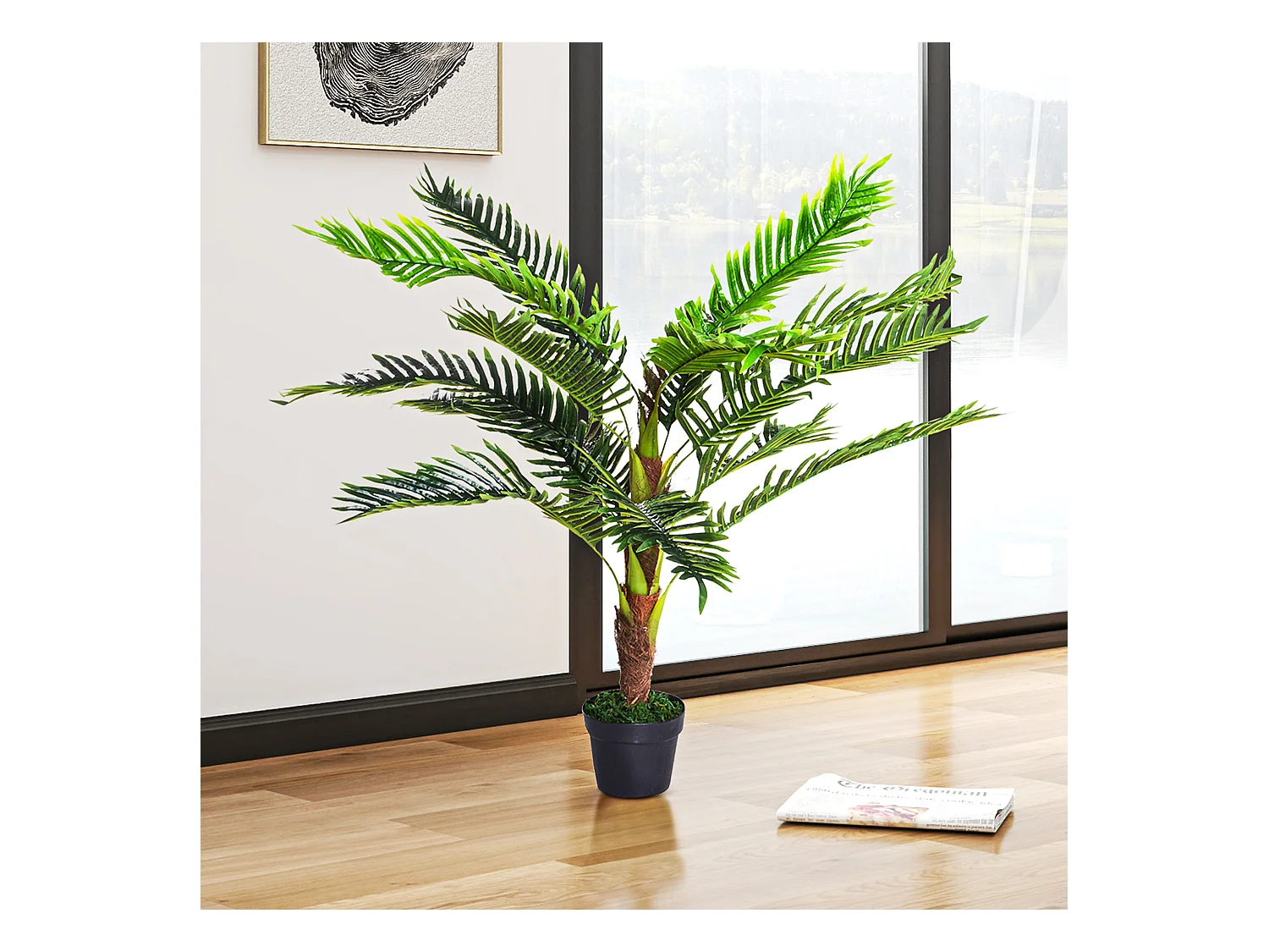 Pianta artificiale palma cycas alta 123cm con vaso incluso