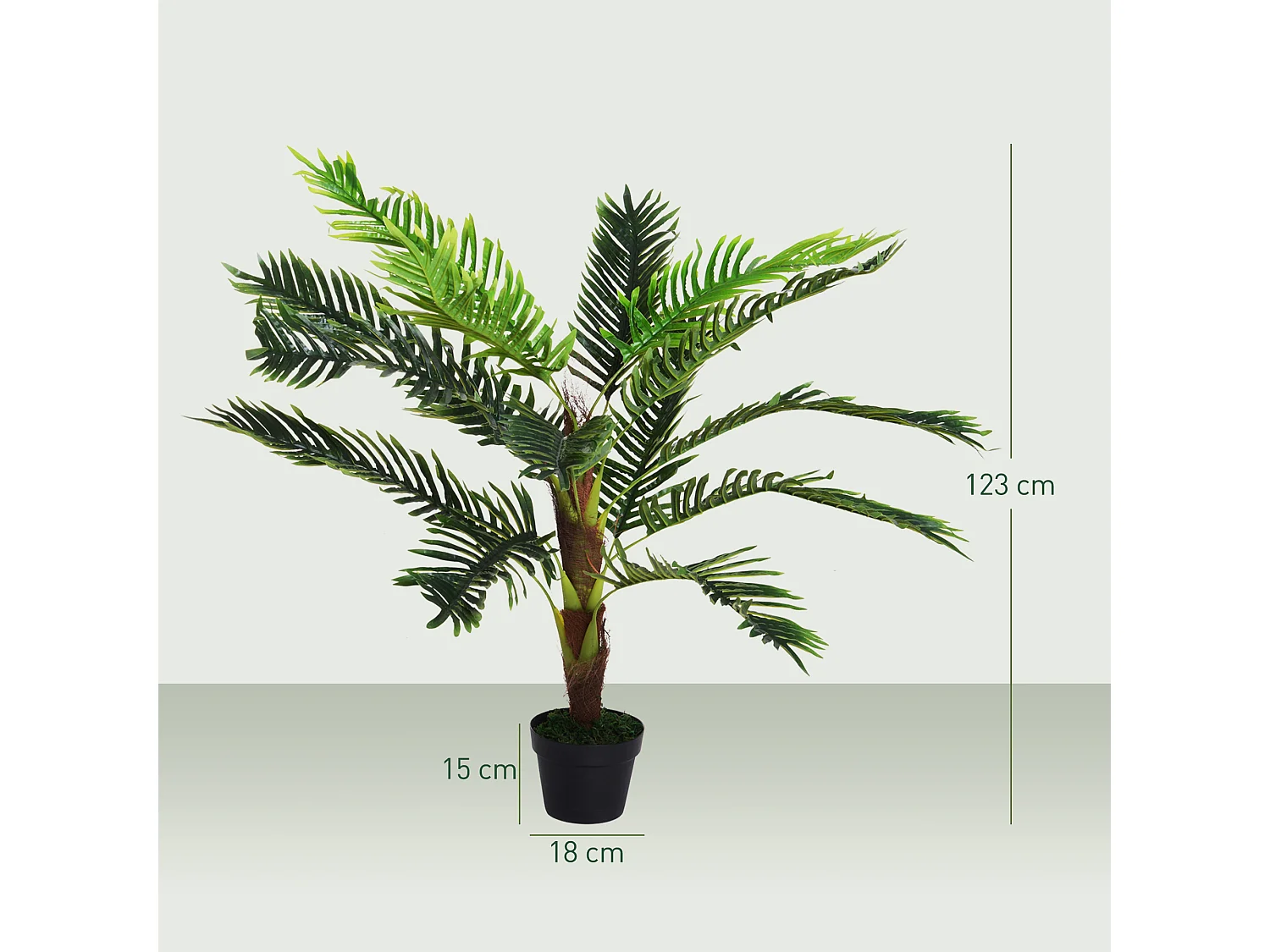 Pianta artificiale palma cycas alta 123cm con vaso incluso