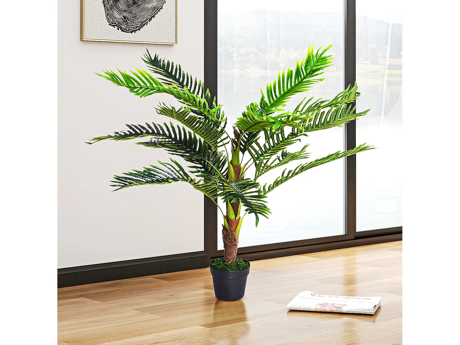 Pianta artificiale palma cycas alta 123cm con vaso incluso
