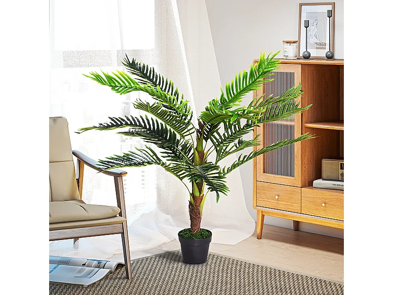 Pianta artificiale palma cycas alta 123cm con vaso incluso