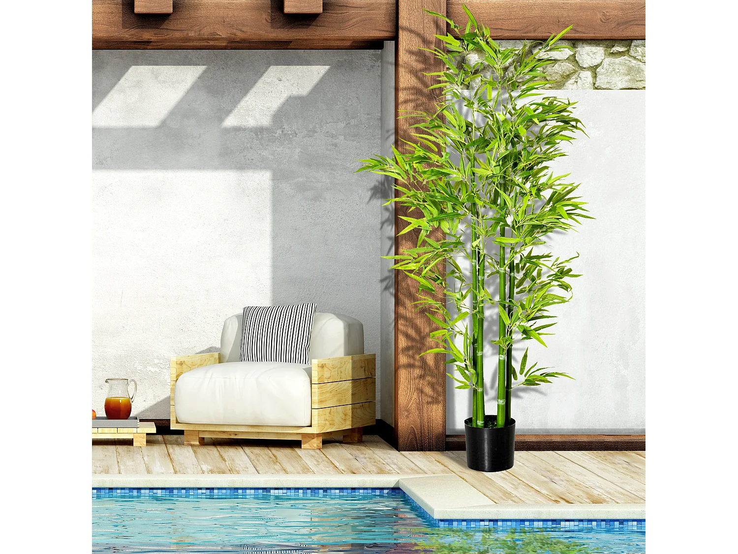 Pianta finta di bambù alta 150cm da interno ed esterno con vaso