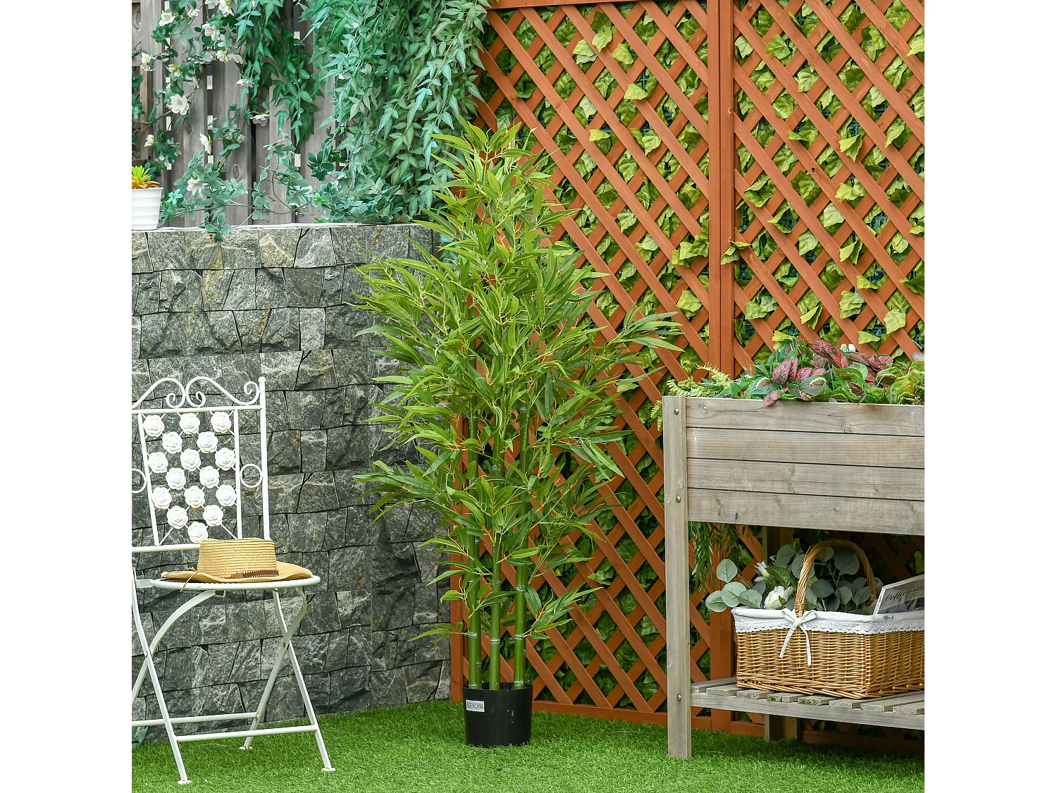 Pianta finta di bambù alta 150cm da interno ed esterno con vaso