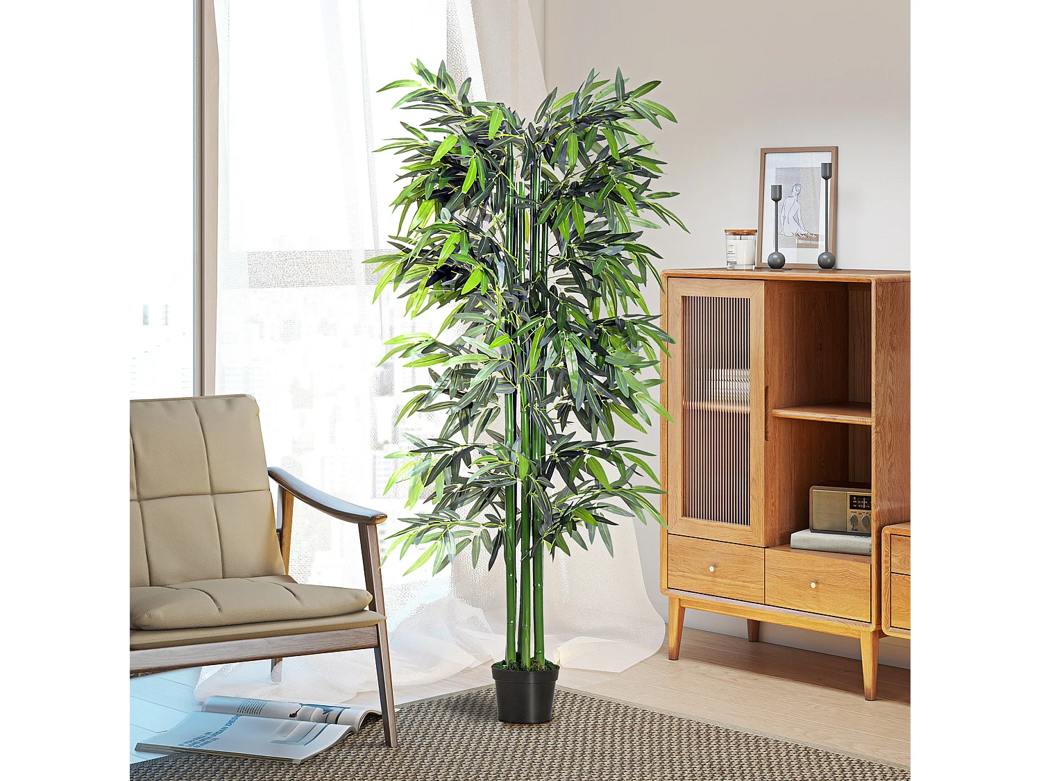 Pianta bambù artificiale in vaso 180cm per interni ed esterni