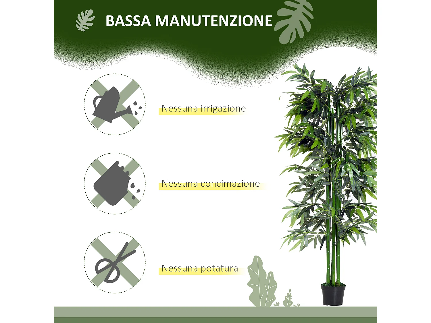 Pianta bambù artificiale in vaso 180cm per interni ed esterni