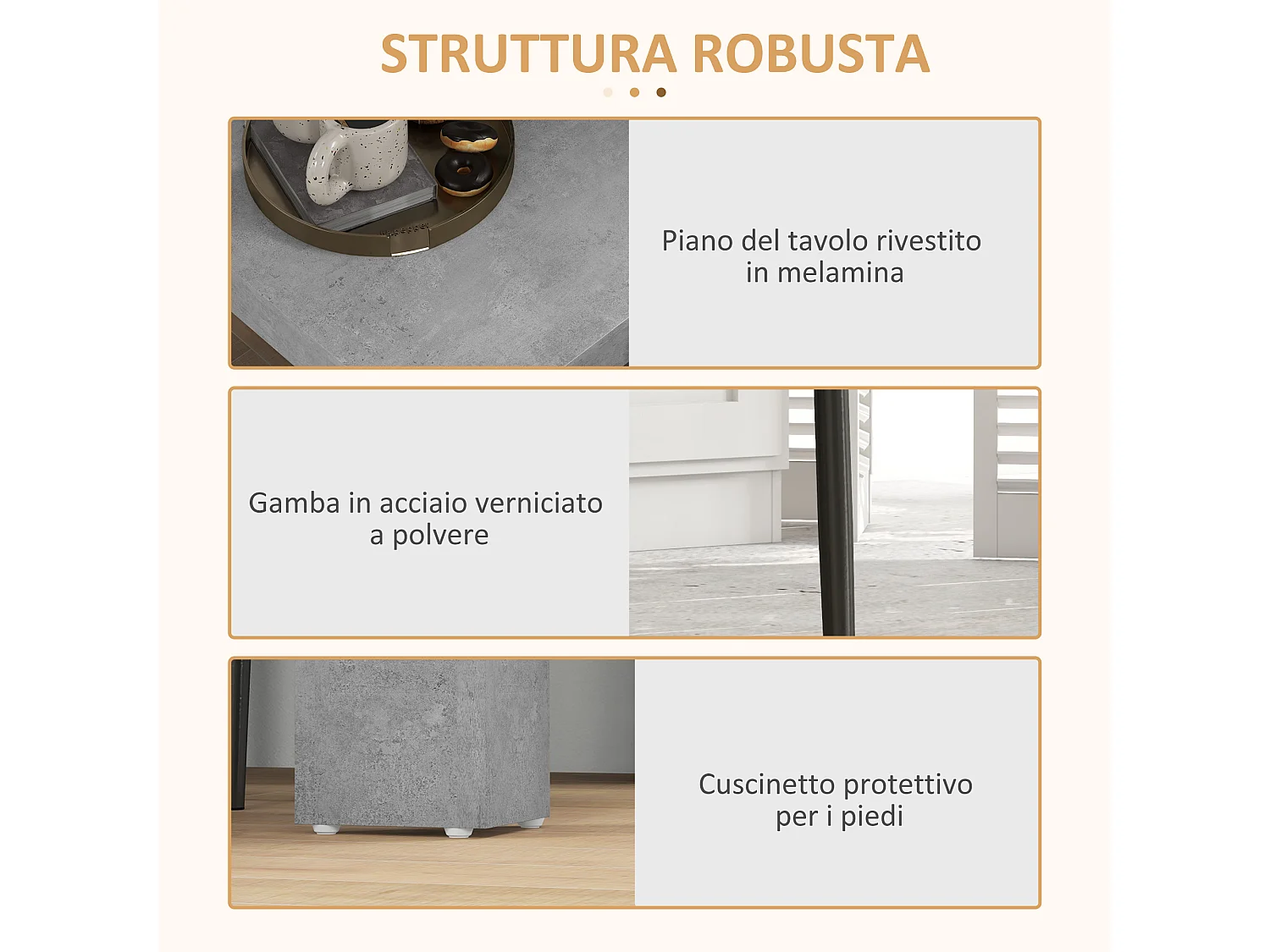 Set da pranzo 3 pezzi con tavolo e sedie da cucina grigio