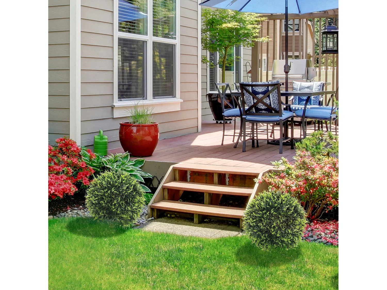 Set 2 piante artificiali a sfera con foglie di cedro Ø45cm