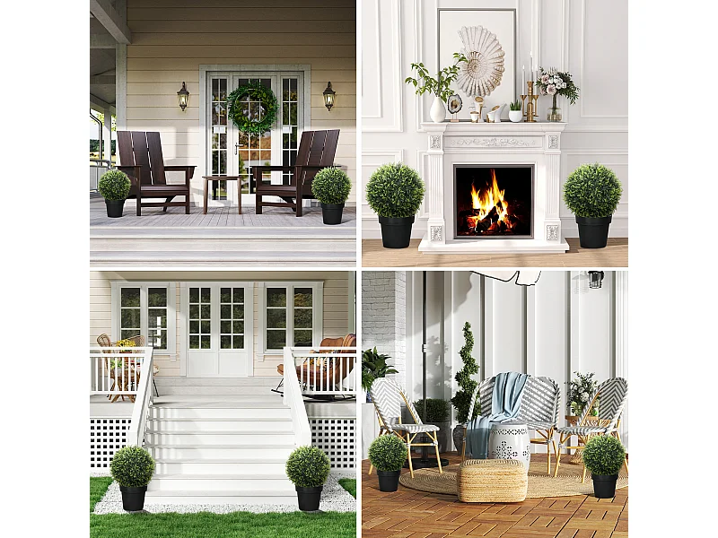 Set 2 piante artificiali a sfera con foglie di cedro Ø45cm