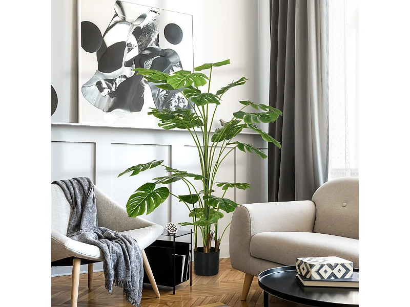 Pianta artificiale di monstera con vaso incluso per casa e giardino