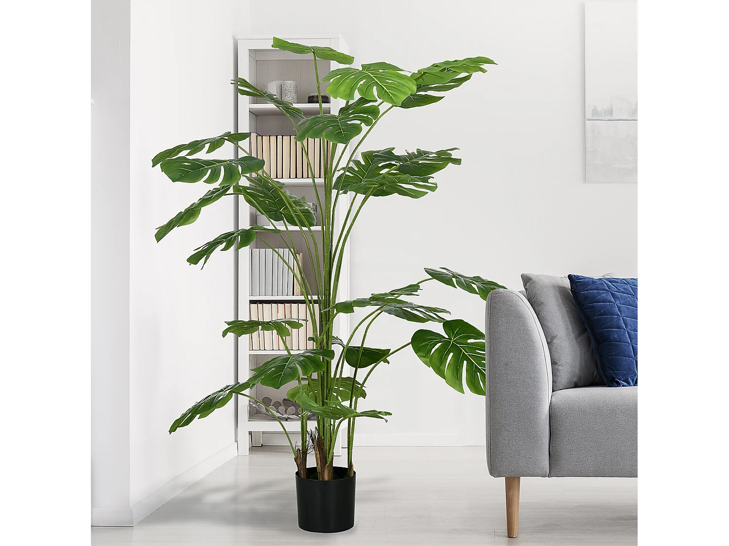 Pianta artificiale di monstera con vaso incluso per casa e giardino