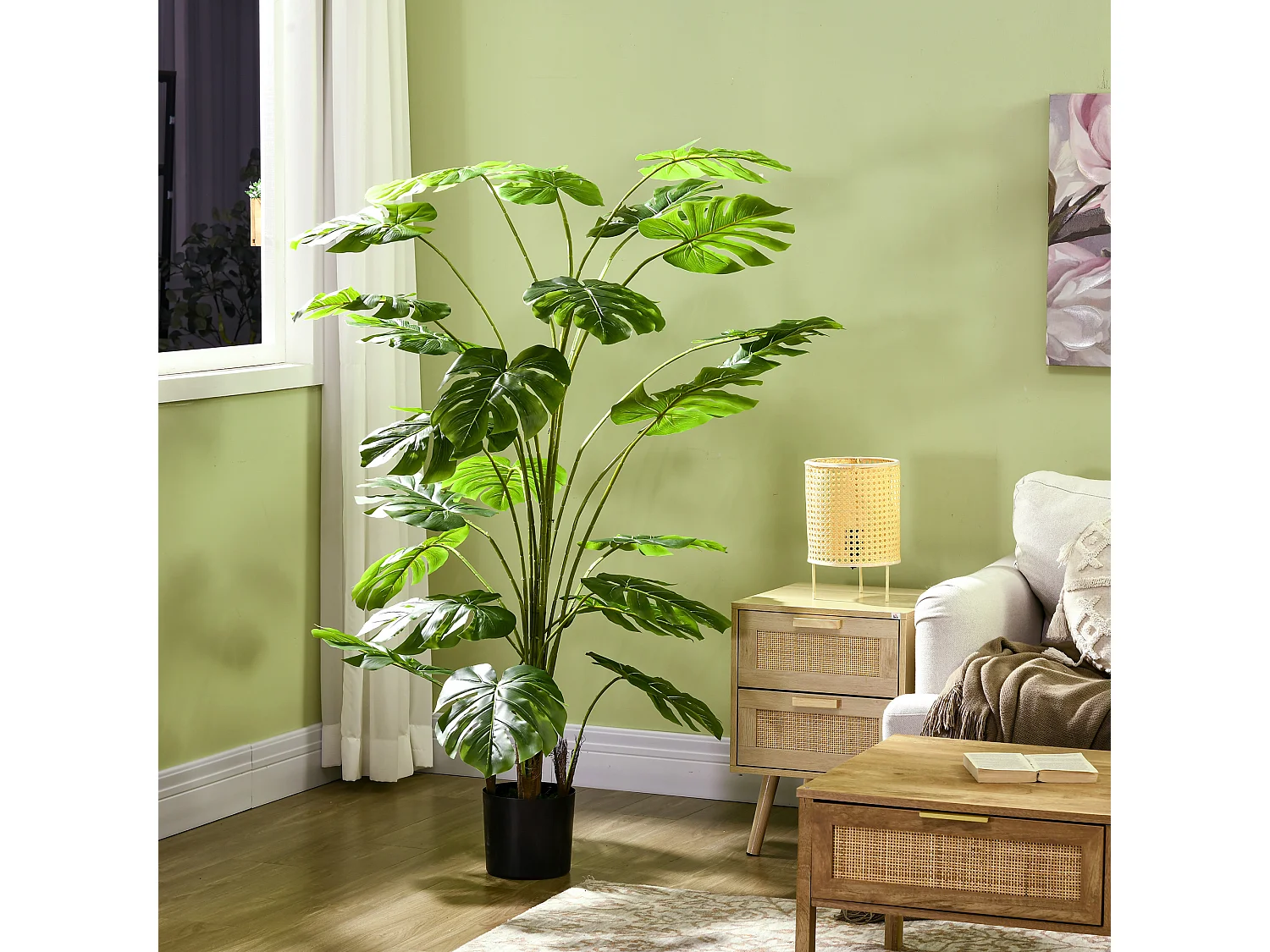 Pianta artificiale di monstera con vaso incluso per casa e giardino