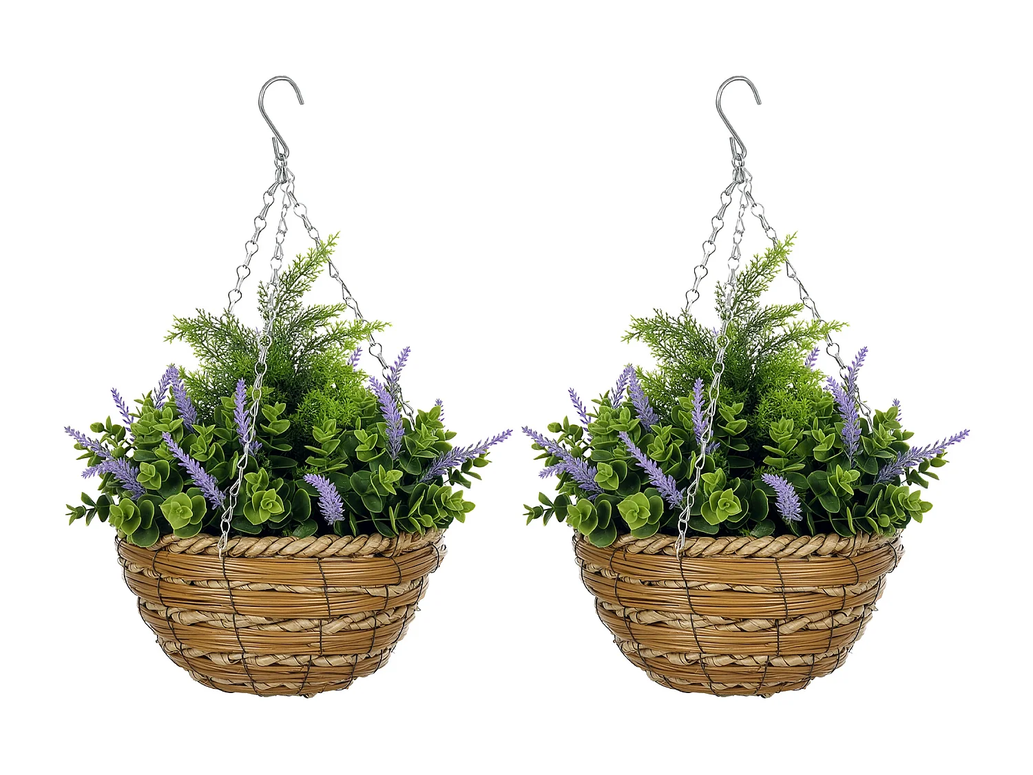 Set 2 piante finte di lavanda con vaso Ø25x34 cm verde e viola