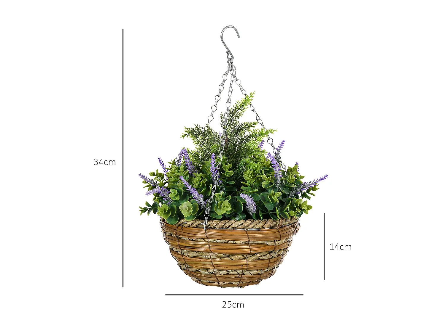 Set 2 piante finte di lavanda con vaso Ø25x34 cm verde e viola