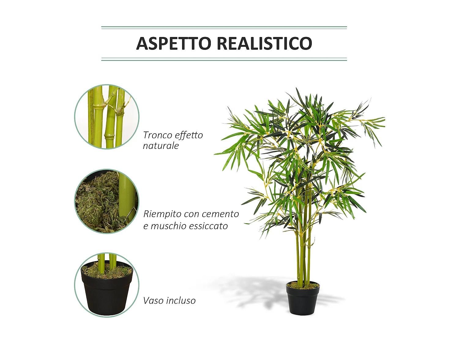 Pianta finta di bambù con vaso 120cm per interno ed esterno