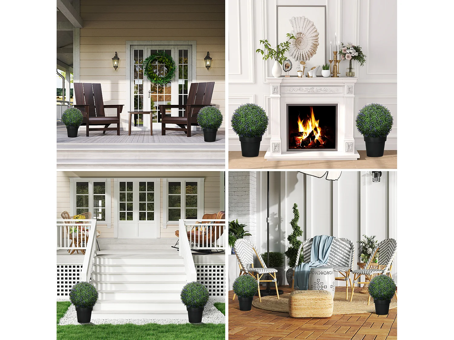 Set 2 piante artificiali a sfera con fiori di lavanda Ø42cm