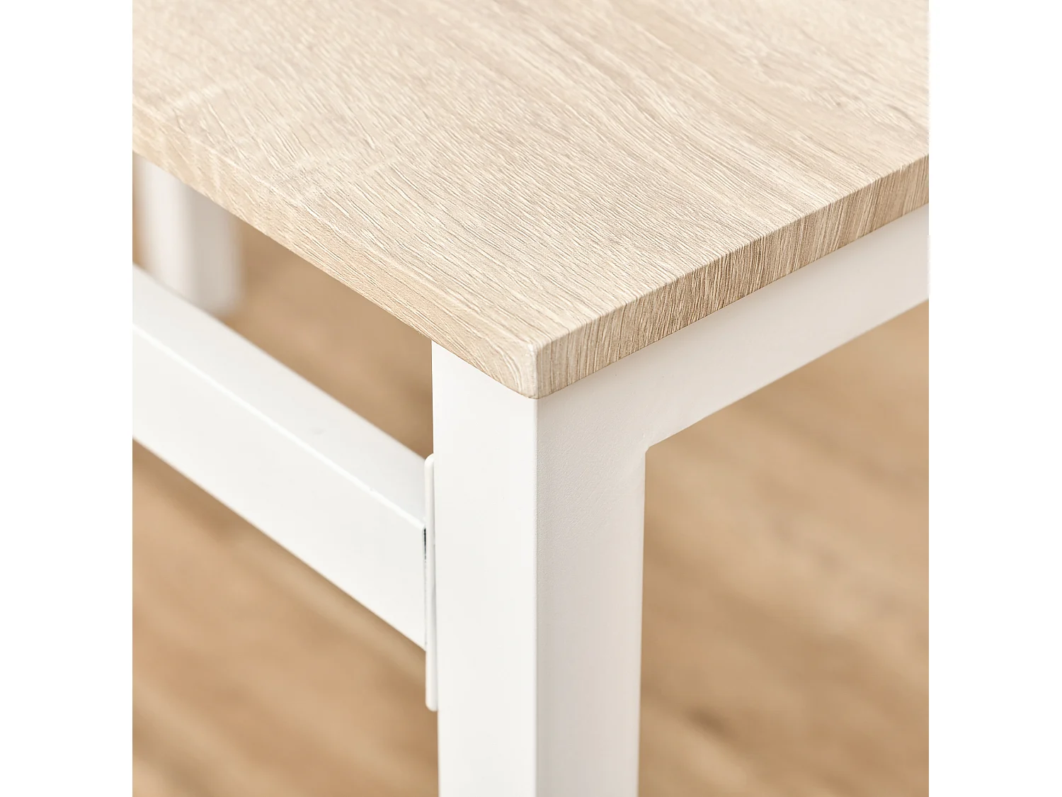 Set da Pranzo Tavolino e 4 Sedie in Metallo e MDF Legno Bianco