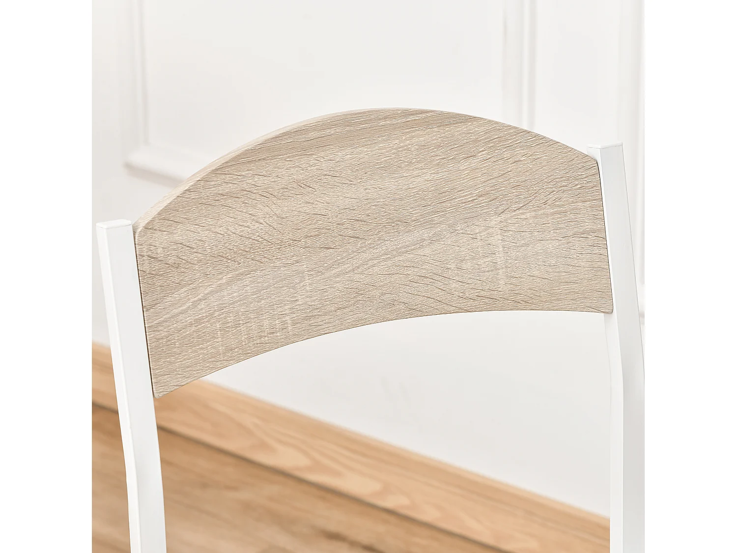 Set da Pranzo Tavolino e 4 Sedie in Metallo e MDF Legno Bianco