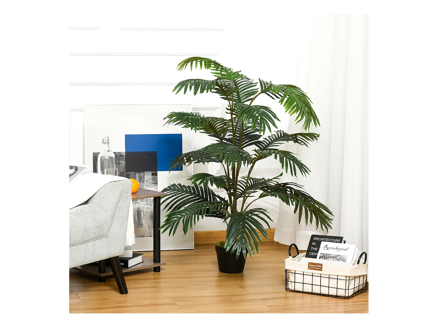 Palma in plastica decorativa con vaso in pe verde