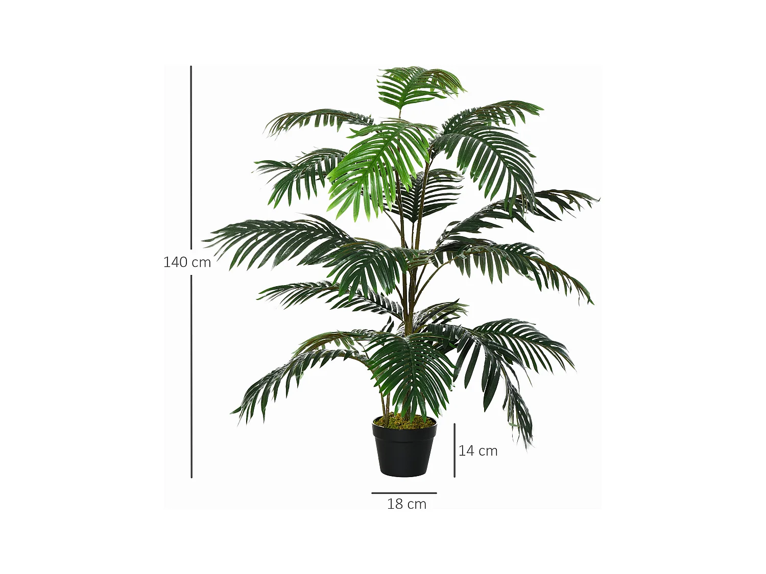 Palma in plastica decorativa con vaso in pe verde